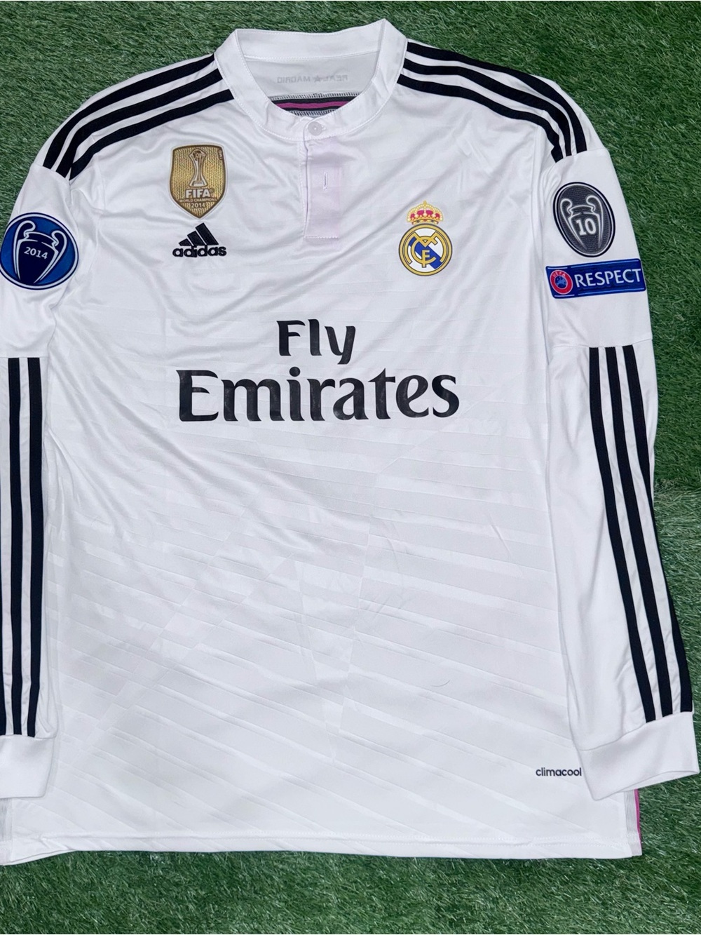 adidas Real Madrid Kids Long-Sleeve Jersey - White with Black Accents